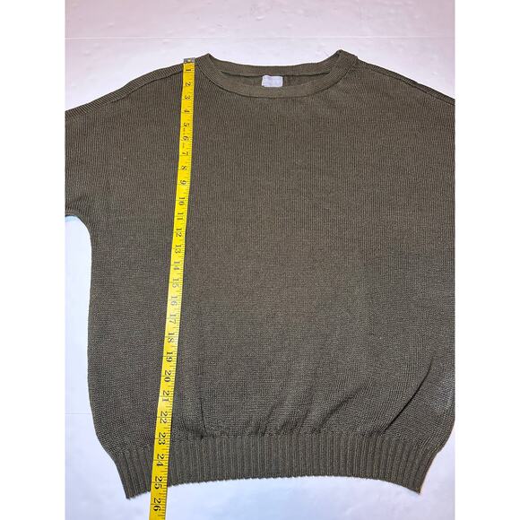 Chico's Women’s Size 1 US Medium Knit Top Sweater Linen Blend Green Short Sleeve - Picture 3 of 7